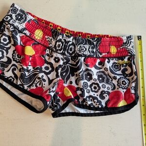 Billabong Swim Shorts With Red and Yellow Flowers